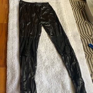 Skin tight fake leather pants with lace detailing!